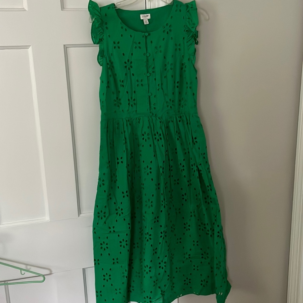 Jcrew green eyelet dress